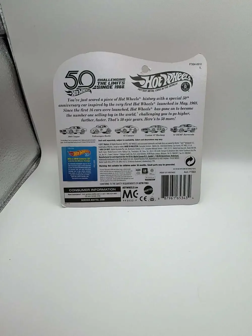 Hot Wheels 50th Anniversary Originals Collection 1968 Cougar 1/5 Diecast with Co